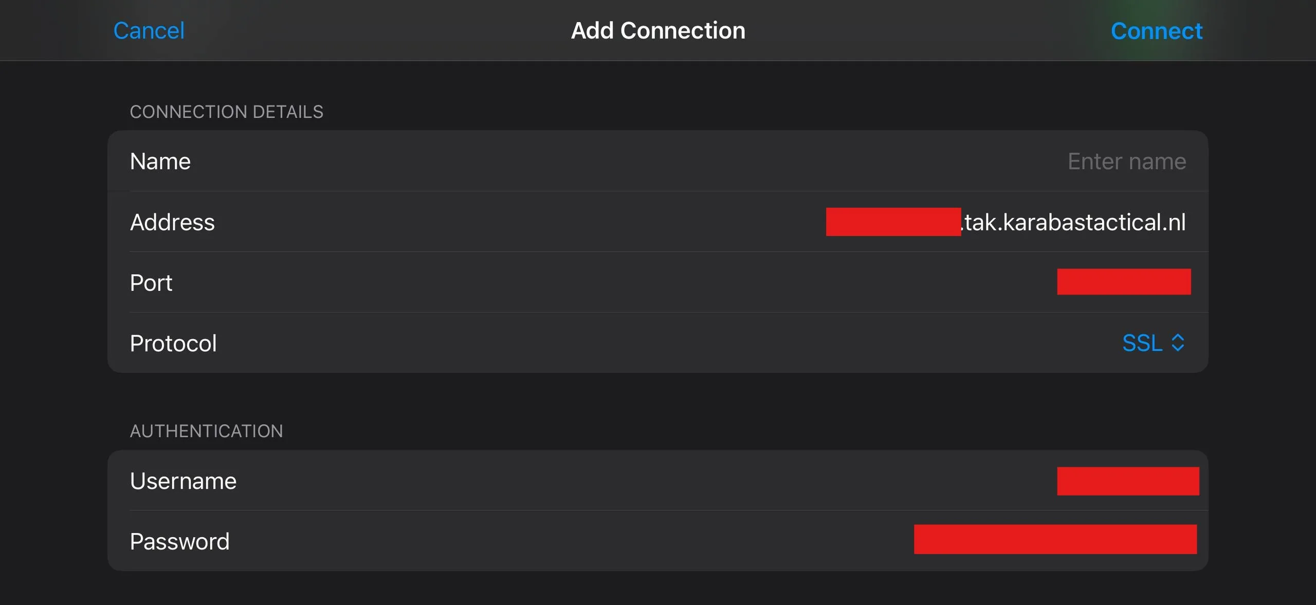 Step 6: Add Connection form